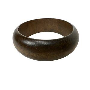 Vintage Wooden Bangle Bracelet Brown Finish Handmade Rustic Accessory